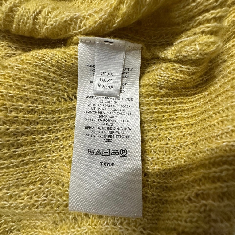 ANTHROPOLOGIE Women’s Open Weave Mustard Yellow Crew Neck Pullover Sweater XS - Picture 6 of 8